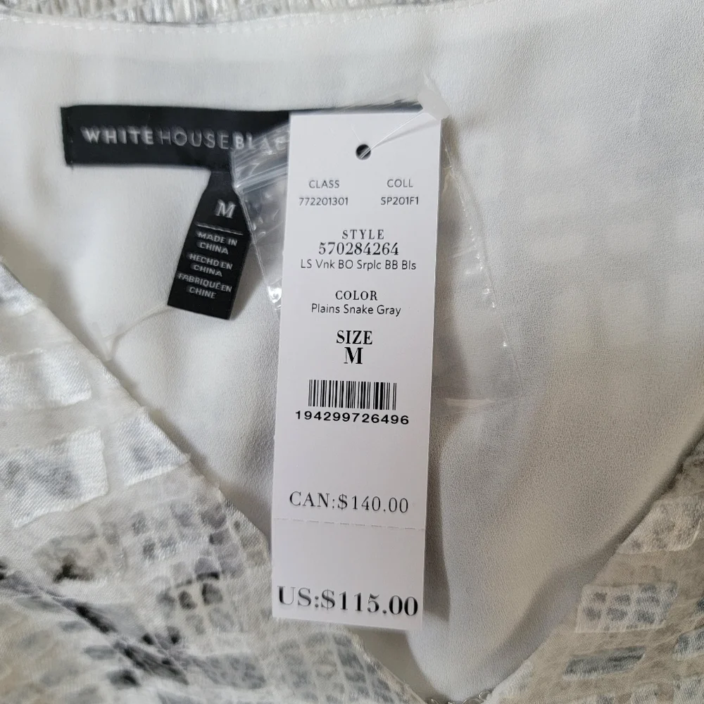 White House Black Market White and Gray Blouse - Picture 5 of 6